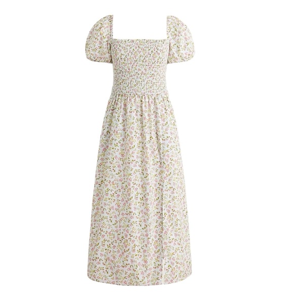 J. Crew Dresses & Skirts - J. Crew Short-sleeve smocked midi dress in meadow floral front opening Size XS